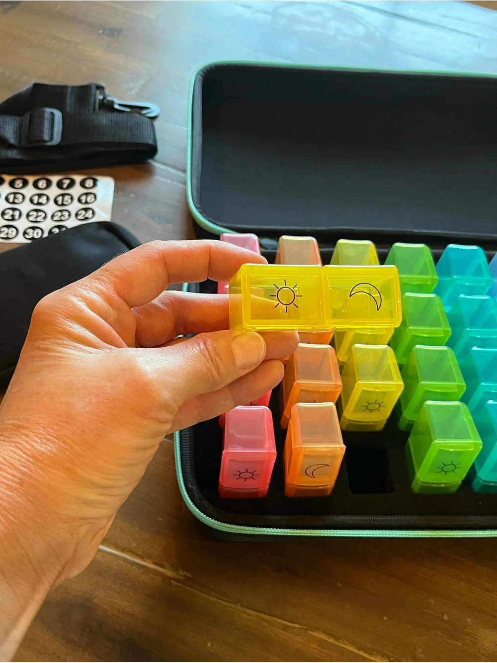 Portable Multi-Color Weekly Pill Organizer Case - Rainbow